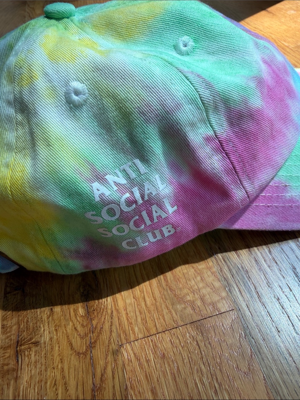 Anti Social Social Club Pastel Tie-Dye Cap — Green Pink Yellow